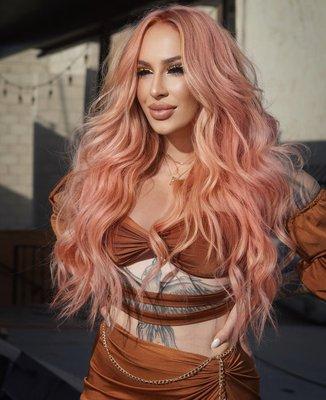 peach with 24 in extensions