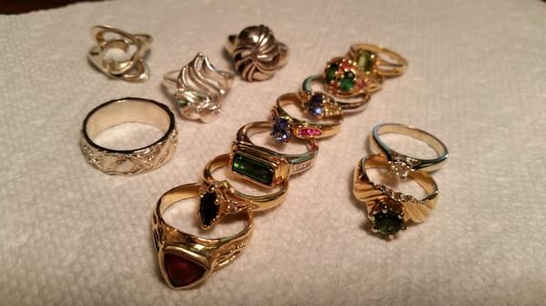 Array of rings created by Matt Latin at Matco Jewelry