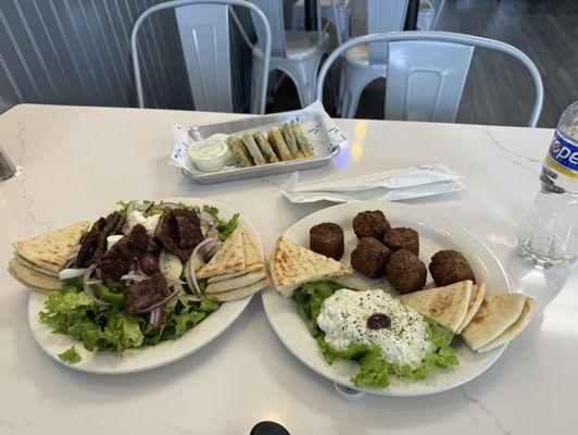 Traditional Greek Salata, 6 Falafel Appetizer, 6 Spinach Pie Triangles