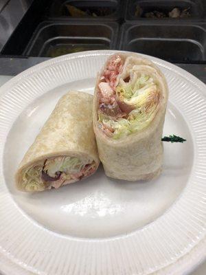 Smoked Chicken salad wrap.