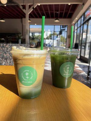 Iced matcha mama and matcha lemonade