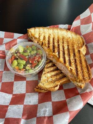 Sonoma panini with edamame side salad