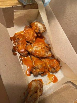 Are these really wings? Mushy garbage. Barely any sace covering the whole wing and no meat on the bones right in the trash.