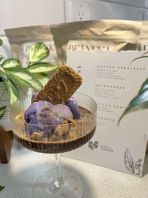 Ube affogato