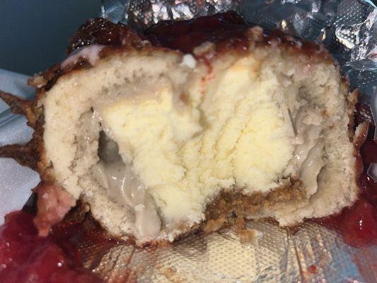 Deep Fried Cheesecake with uncooked batter, so close to being perfect