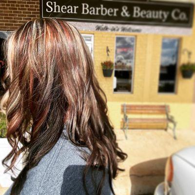 All over color with highlights and red lowlights by Megan