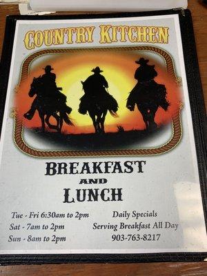 Breakfast & lunch menu