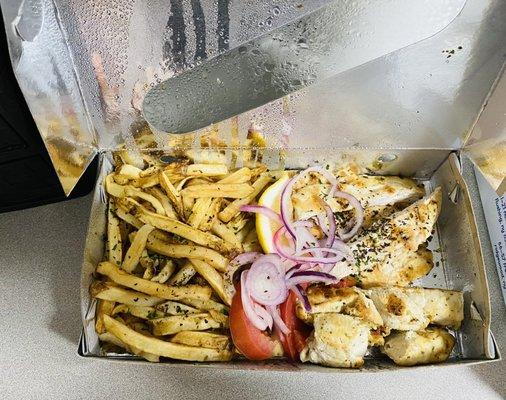 Combo of 2 Platter (Grilled Chicken Breast, Chicken Souvlaki, and Homemade Fries