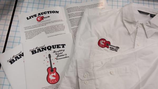 Event programs & embroidery for Coastal Conservation Association: Music City Chapter's 2nd Annual Banquet.