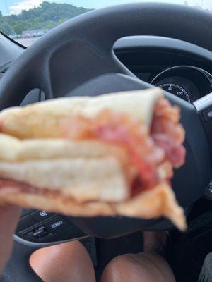 Bacon and ham sandwich at sub par Subway