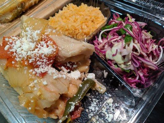 Rajas tamale plate, delivered by GrubHub