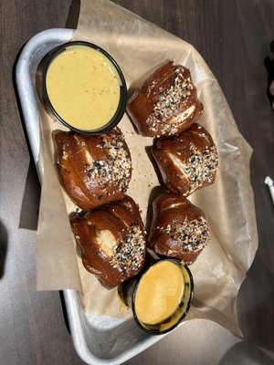 Pretzel Bites with honey mustard and beer cheese