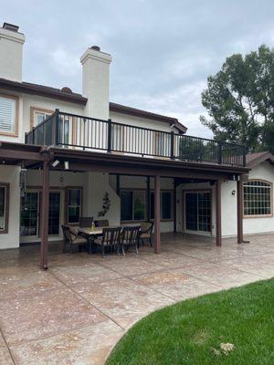 Waterproof deck and powder coated aluminum handrailing