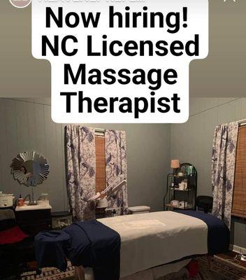 Apply today! NC LMBT. Established Day Spa in Walnut Cove, NC.  Not a chain!  Set your own schedule. massagetherapy0758@gmail.com