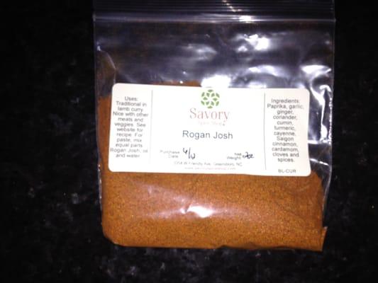 Spice Mixture for Rogan Josh - usually make my own, but this looked interesting.