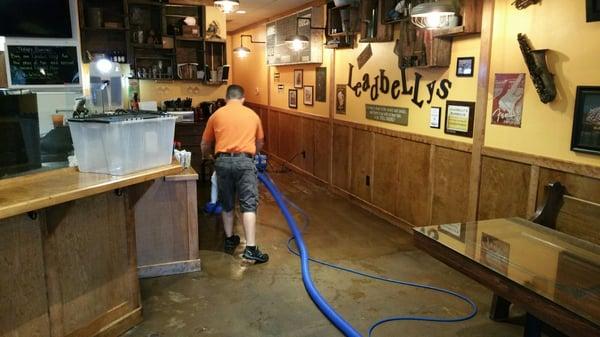 Cleaning Leadbelly's restaurant in Fullerton.