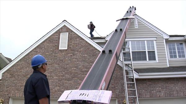 Loading the shingles on the roof