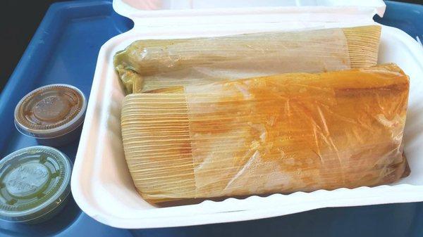 The best pork and chicken tamales in Eugene. They are huge and delicious! They are as big as the container!