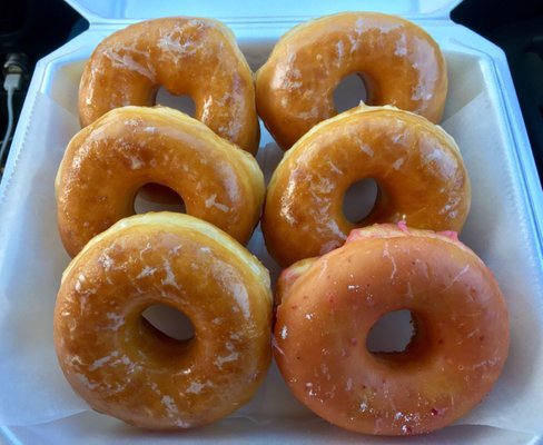 1/2 dozen glazed (bottom right is strawberry)