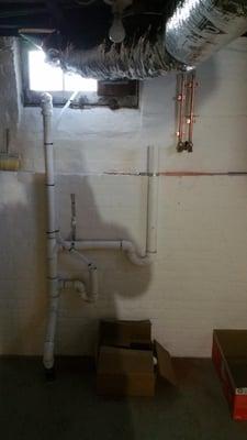 Installed a drainage line and vent In a basement for a washing machine.  Also water lines and valve.