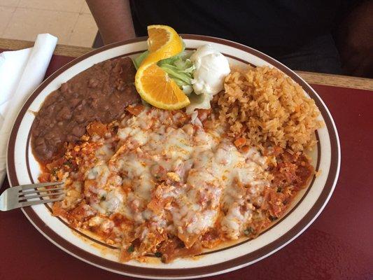 Chilaquiles served during lunch were delicious