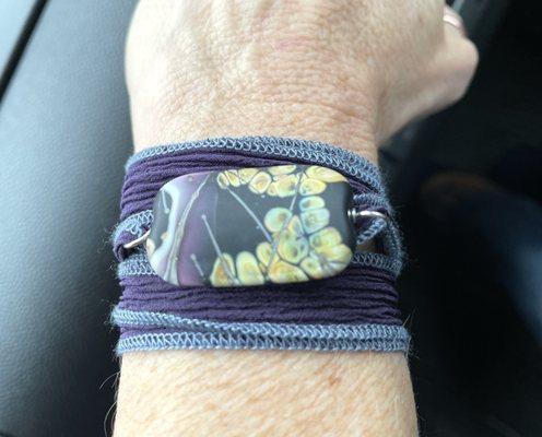 Silk wrap bracelet made while I waited