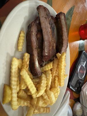 Ribs and Great Value crinkle cut fries