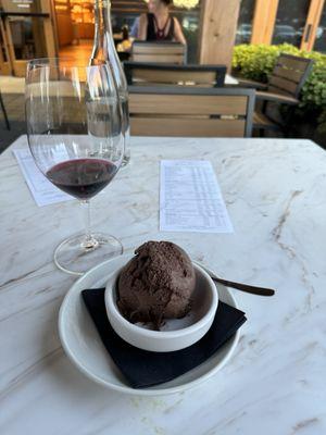 Double chocolate gelato and Griffin Peak Tempranillo taste.