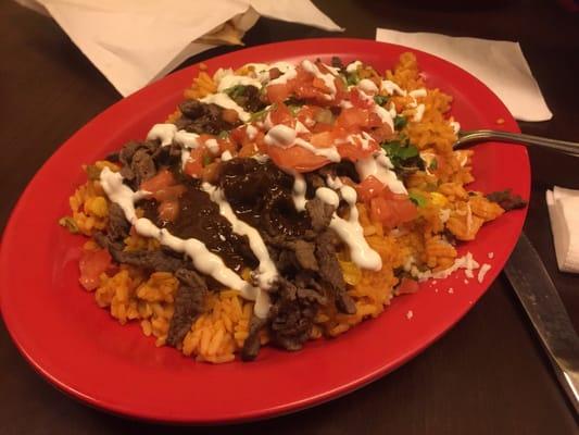 Steak burrito bowl.