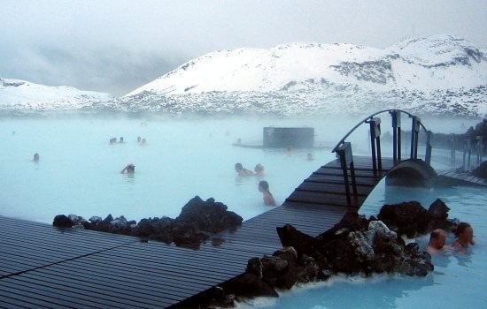 blue lagoon in winter