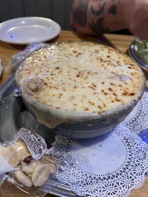 Huge and delicious French onion soup!