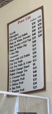 Pricing menu