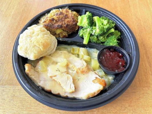 Thursday Turkey Lunch Special Carryout (One of Two Biscuits Shown) -  Mmm!