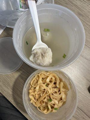 fish ball soup + Wheat Noodle with Peanut Butter Sauce