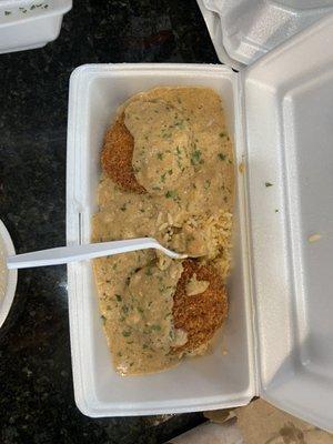 Crab cakes and rice