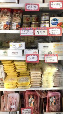 Frozen foods, including mochi