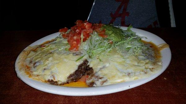 #25, 2 chili rellenos and guacamole salad.  Excellent,  so much cheese!