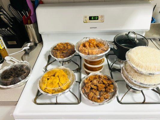 Fried Beef, Chicharron de Pollo, Fried Shrimp, Plantains, Beans, and White Rice