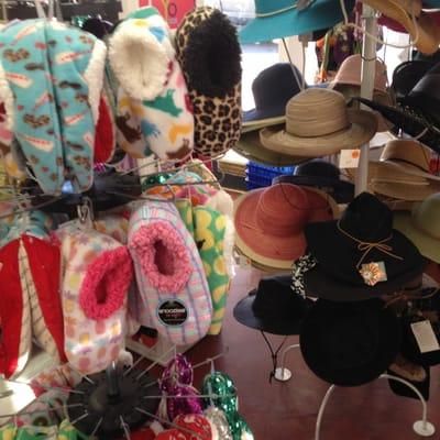 slippers and hats