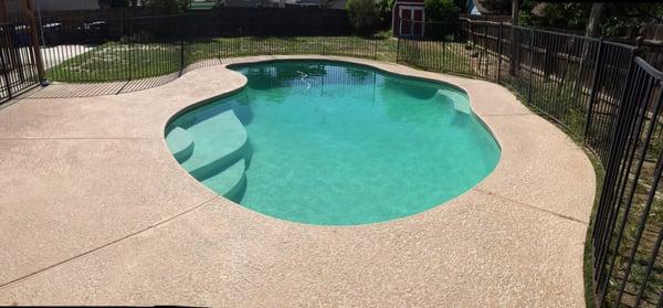 By Friday afternoon the filtration system ran it course with chemicals added. The clarity of the pool how I always wanted to look appeared.