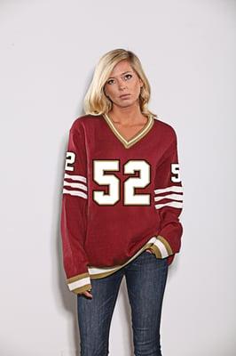 California Red, White, & Gold #52. Visit us at www.jerseysweater.me and enter "YELP" to save!