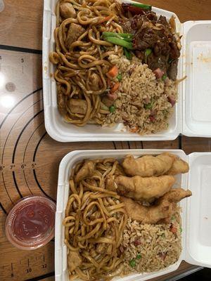 Mongolian Beef and Garlic Fried Chicken Combos