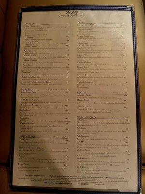 The menu