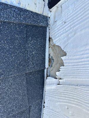 Some broken siding on our chimney