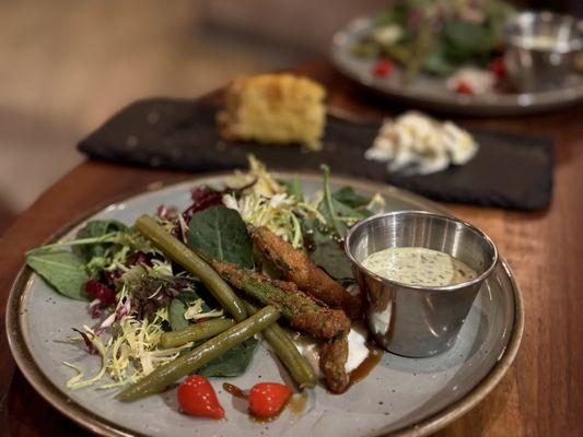 Fried Okra & Kale Salad