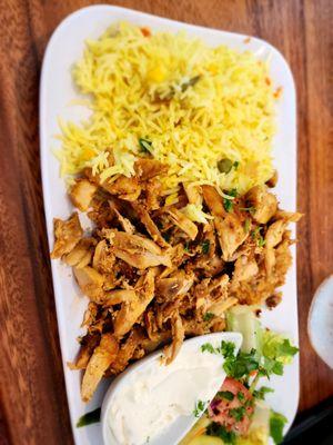 Chicken Shawarma, rice & garlic sauce