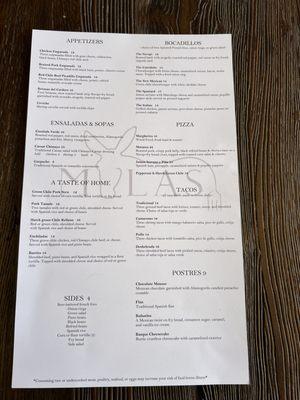 Lunch menu