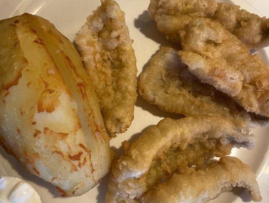 Lake perch with deep fried whole potato