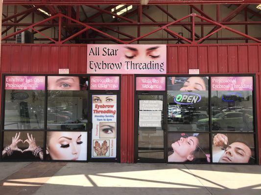 All Star Eyebrow Threading is located outside of Fiesta Mart.