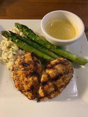 Poblano chicken on a bed of cilantro risotto